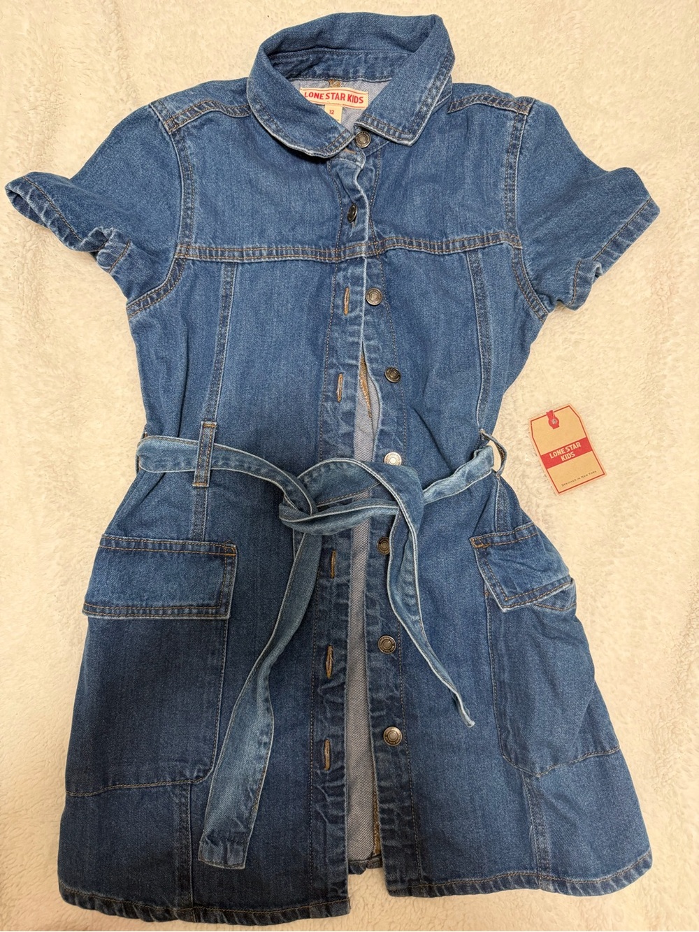 Lone Star Kids Girls Size 12 Denim Belted Dress NWT